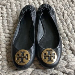 Tory Burch black medallion flats